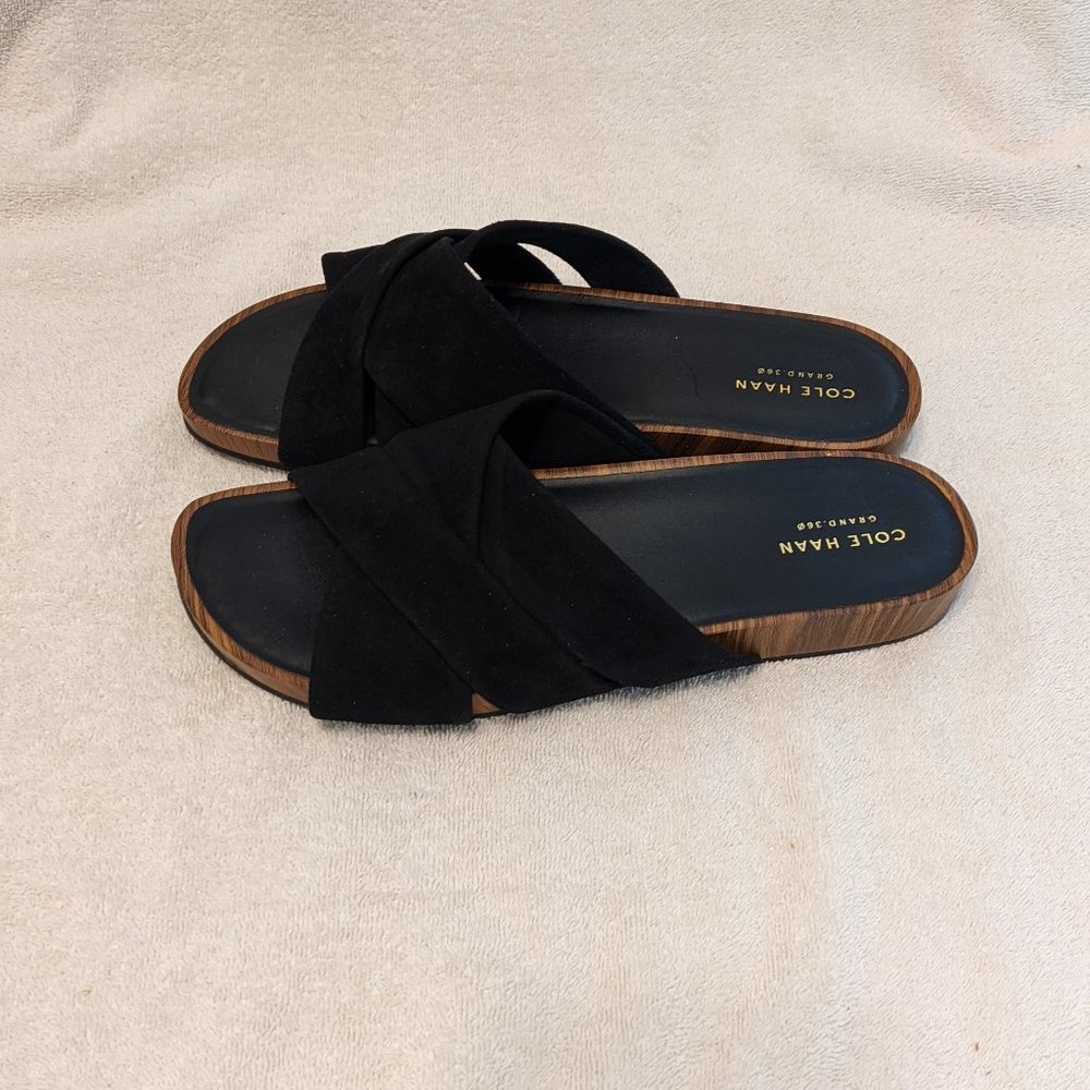 Cole Haan Braelyn Footbed Black Suede Sandal